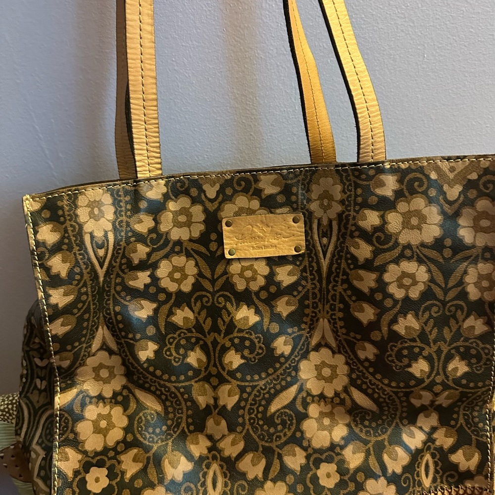 Patricia Nash Gold and Black Floral Tote